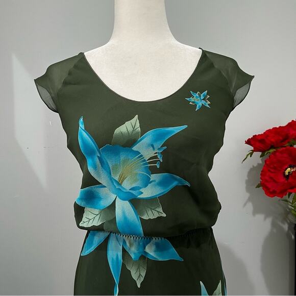 NEW Banana Republic Silk Tropical Flower Longline Midi Skirt Semi Sheer Top XS/S - Picture 8 of 16